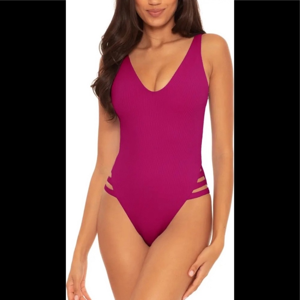 Becca Sophie Fine Line One-Piece Swimsuit - Pomegranate